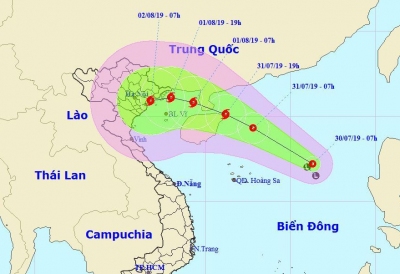 Áp thấp nhiệt đới giật cấp 8, hướng vào vịnh Bắc Bộ