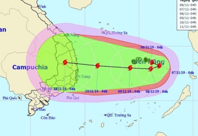 Bão số 6 đổi hướng 180 độ, giật cấp 13-14 hướng vào Nam Trung bộ