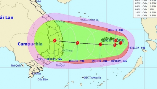 Bão số 6 đổi hướng 180 độ, giật cấp 13-14 hướng vào Nam Trung bộ